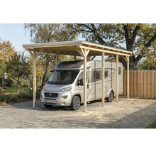 Carport en bois pour camping-car avec emplacement pour un camping-car