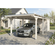 Voiture sous abri en bois avec remise à outils