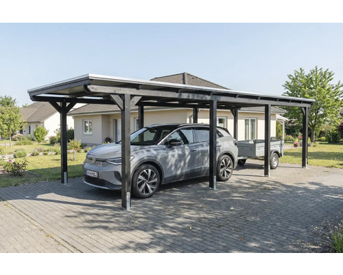 Auto unter einem Einzelcarport aus Holz mit Flachdach