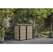 Cache-conteneurs à ordures avec revêtement en bois dans le jardin