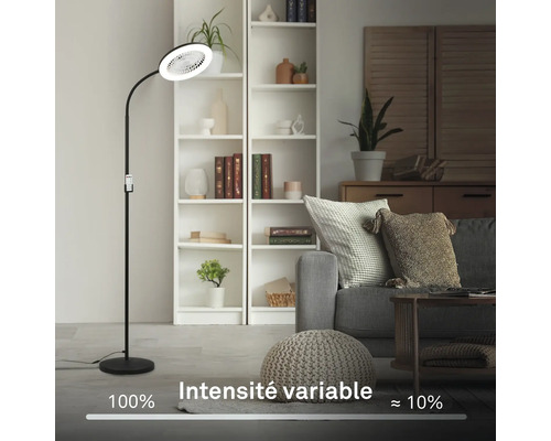 Lampadaire avec ventilateur intégré dans un salon.