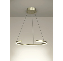 Suspension LED en forme d'anneau ouvert en métal de couleur or.
