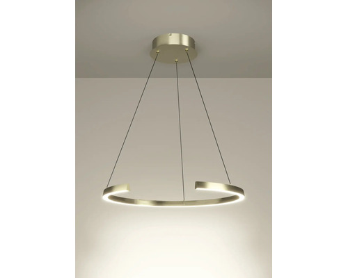 Suspension LED en forme d'anneau ouvert en métal de couleur or.