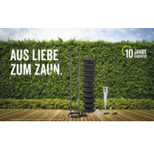Kit de clôture grillagée avec poteaux, fil de tension et douilles à enfoncer pour le jardin. Avec 10 ans de garantie.