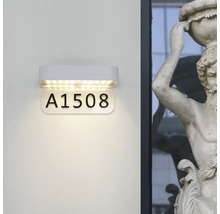 Éclairage de numéro de maison à LED pour montage mural extérieur avec plaque lumineuse.