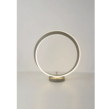 Moderne LED-Tischleuchte in Ringform mit rundem Standfuß.