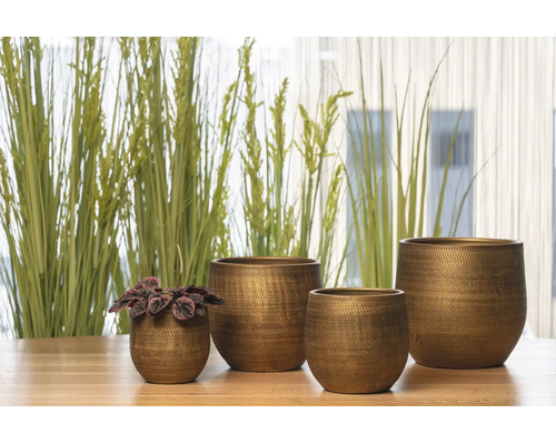 Pot de fleurs Passion for Pottery Santana grès cérame Ø 29 cm h 26 cm or
