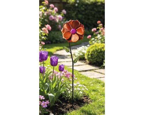Gartenstecker Windrad Lafiora Dahlie Metall H 96 cm rot