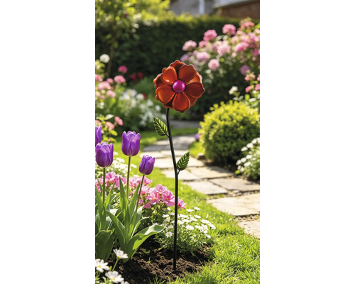 Gartenstecker Windrad Lafiora Dahlie Metall H 70 cm rot