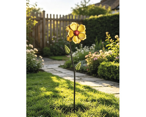 Gartenstecker Windrad Lafiora Dahlie Metall H 70 cm gelb