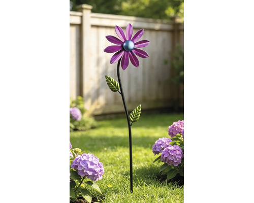 Gartenstecker Windrad Lafiora Sonnenblume Metall H 70 cm lila