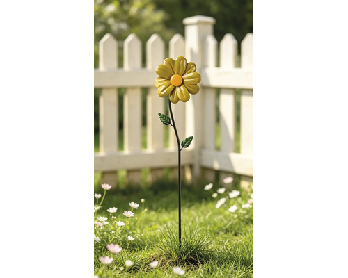 Gartenstecker Windrad Lafiora Blume Metall H 96 cm gelb