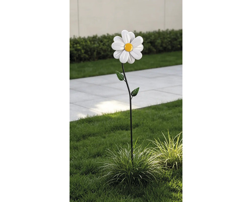 Gartenstecker Windrad Lafiora Blume Metall H 96 cm weiss