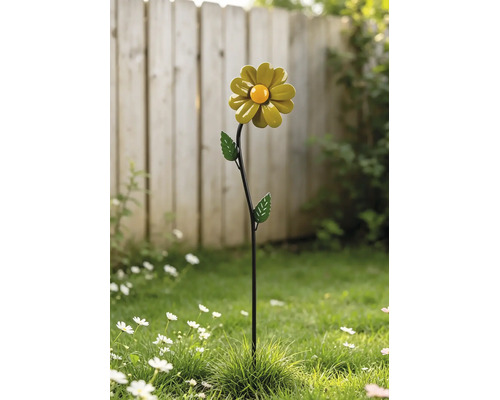 Gartenstecker Windrad Lafiora Blume Metall H 70 cm gelb