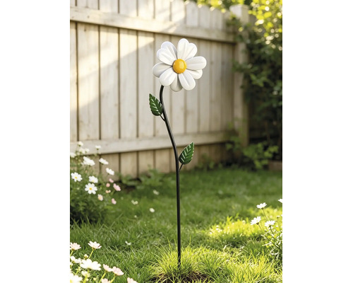 Gartenstecker Windrad Lafiora Blume Metall H 70 cm weiss