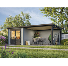 Gartenhaus Palmako Ella 6,9+10 m² 614 x 340 cm hellgrau-anthrazit