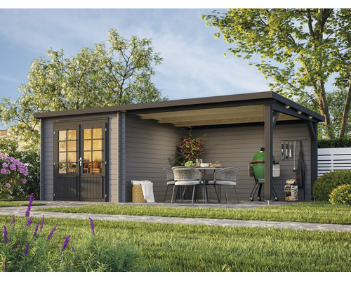 Gartenhaus Palmako Ella 6,9+10 m² 614 x 340 cm dunkelgrau-anthrazit