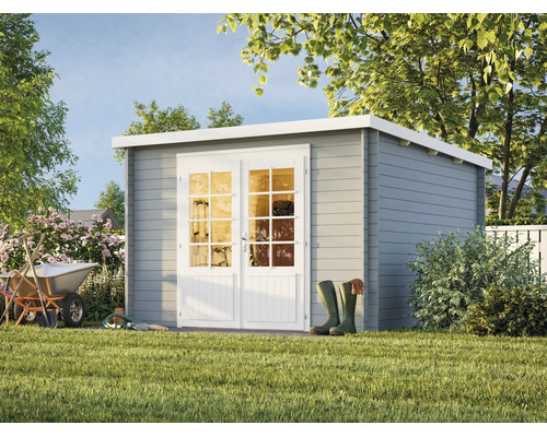 Gartenhaus Palmako Ella 8,7 m² 323 x 340 cm hellgrau-weiss