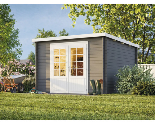 Gartenhaus Palmako Ella 8,7 m² 323 x 340 cm dunkelgrau-weiss
