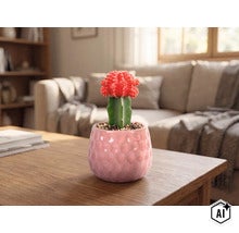Blumentopf Keramik Ø 6 cm H 6 cm pink (Image AI modified or generated)