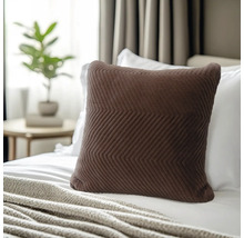 Coussin décoratif à motif chevrons cognac 45 x 45 cm