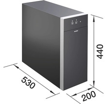 Système de traitement d'eau Blanco avec dimensions 440 par 530 par 200 millimètres et logo Blanco.