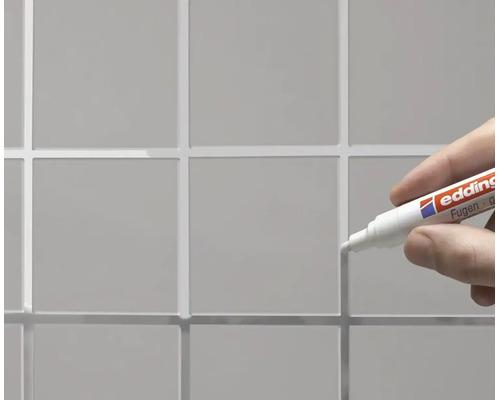 Marqueur à joints Edding pour la réparation et le rafraîchissement des joints de carrelage sur un mur