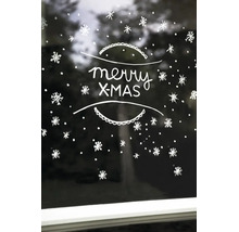 Sticker pour fenêtre avec motif de flocons de neige et inscription Merry Xmas pour la décoration de Noël