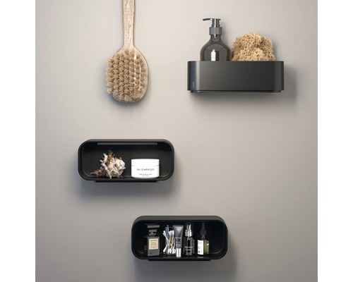 Étagères de salle de bain en plastique murales avec cosmétiques, brosse et savon