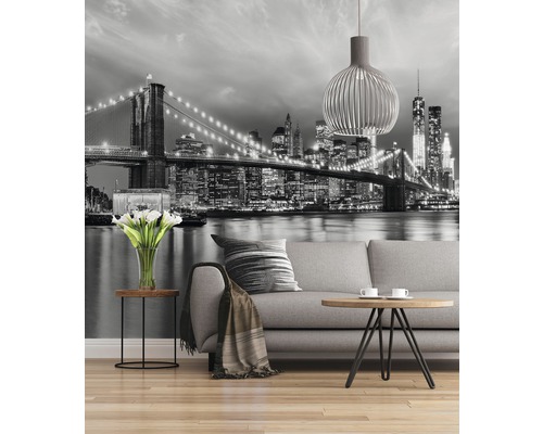 Salon avec papier peint photo New York Skyline
