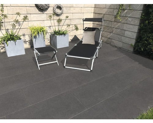 Dalle en béton pour terrasse Flairstone New Jersey noir-basalte 100 x 50 x 5 cm