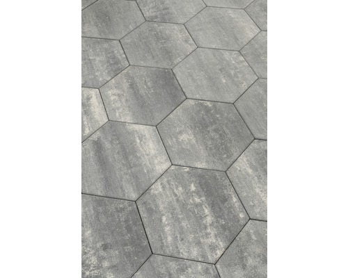 Pavés hexagonaux posés comme revêtement de sol