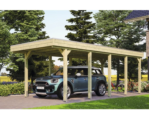 Einzelcarport SKAN HOLZ Friesland inkl. EPDM-Dachfolie und H-Pfostenanker 314 x 708 cm imprägniert