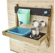 Kinderspielküche mit Spüle, Wasserhahn und Kochstelle aus Holz