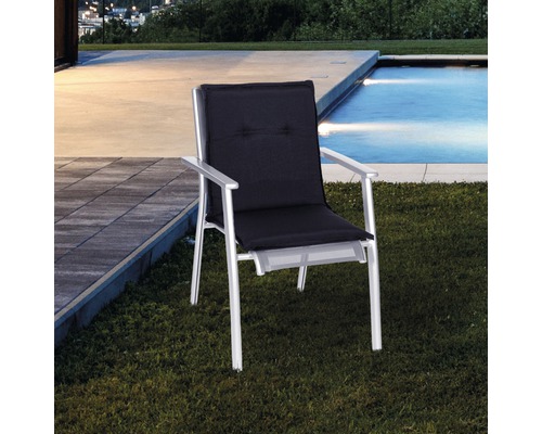 Chaise de jardin avec cadre en aluminium et coussin de siège