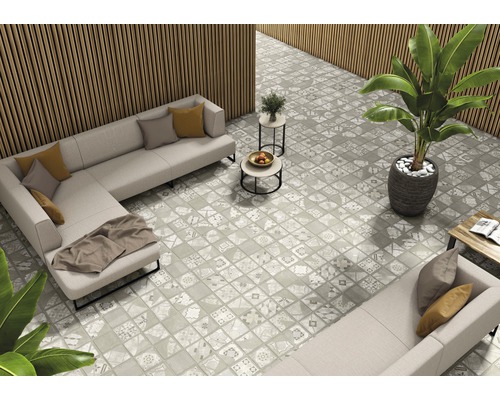 Dalle de terrasse en grès cérame fin Smartgrip rectifiée décor béton 2 59,5 x 59,5 x 2 cm R10B