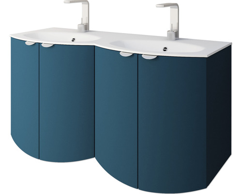 Meuble-lavabo avec deux lavabos et meuble bas avec portes