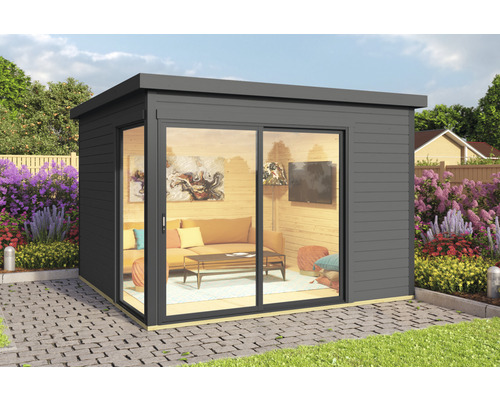 Abri de jardin weka Designhaus 412 taille 1 avec plancher 300 x 300 cm anthracite