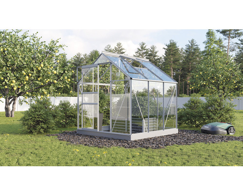 Serre Vitavia Planet 3800 verre de sécurité trempé 3 mm 195 x 195 cm aluminium naturel