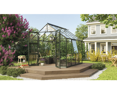 Serre Vitavia Olymp 6700 verre de sécurité trempé 3 mm 257 x 261 cm émeraude