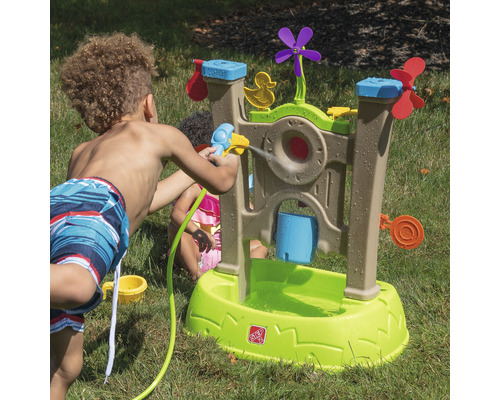 Table de jeu d''eau avec roue à eau, arrosoir et autres accessoires pour enfants dans le jardin
