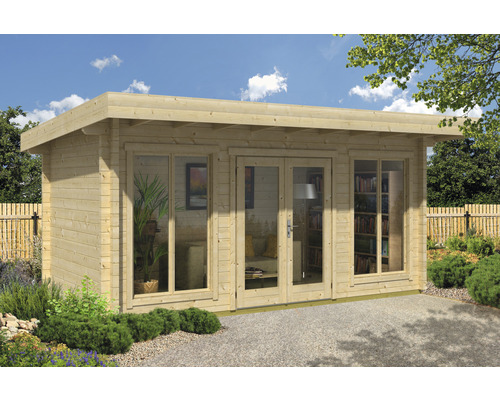 Gartenhaus weka Weekendhaus 709 Gr. 2 inkl. Fussboden 540 x 360 cm natur Gartenhaus aus Holz mit Fenstern und Doppeltür