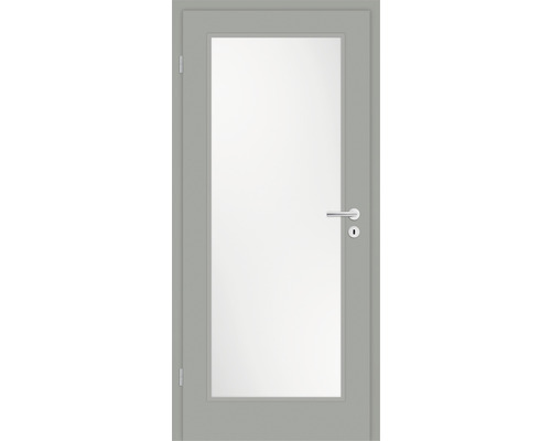 Porte intérieure Pertura Mila 01 laquée gris élégant 86x198,5 cm à gauche avec découpe HL (sans vitrage)