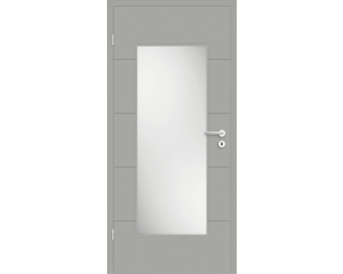 Porte intérieure Pertura Perla 05 laquée gris élégant 86x198,5 cm à gauche avec découpe HD (sans vitrage)
