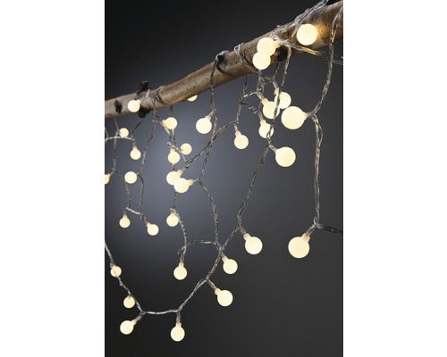 Lichterkette mit Kugelförmigen Lampen auf einem Ast