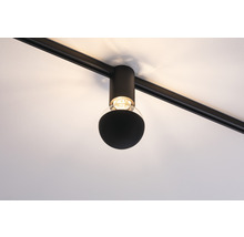 Schwarze Schienenleuchte an der Decke