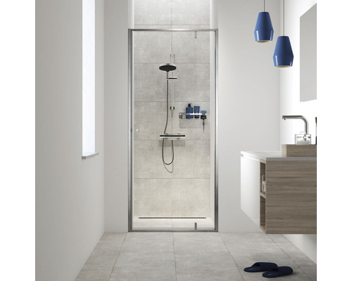 Salle de bains moderne avec douche à l''italienne et paroi de douche en verre