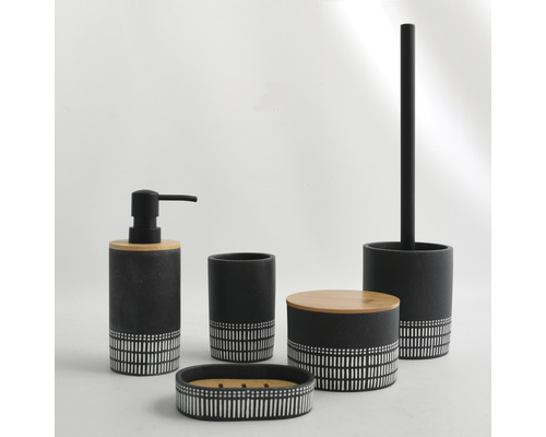 Ensemble d''accessoires de salle de bain avec distributeur de savon, gobelet, porte-savon, récipient et brosse de toilette