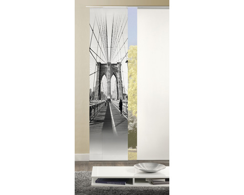 Schiebegardine mit dem Motiv der Brooklyn Bridge als Fensterdekoration