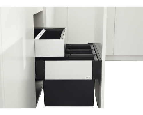 Tiroir coulissant de meuble de cuisine avec système de tri des déchets de Blanco